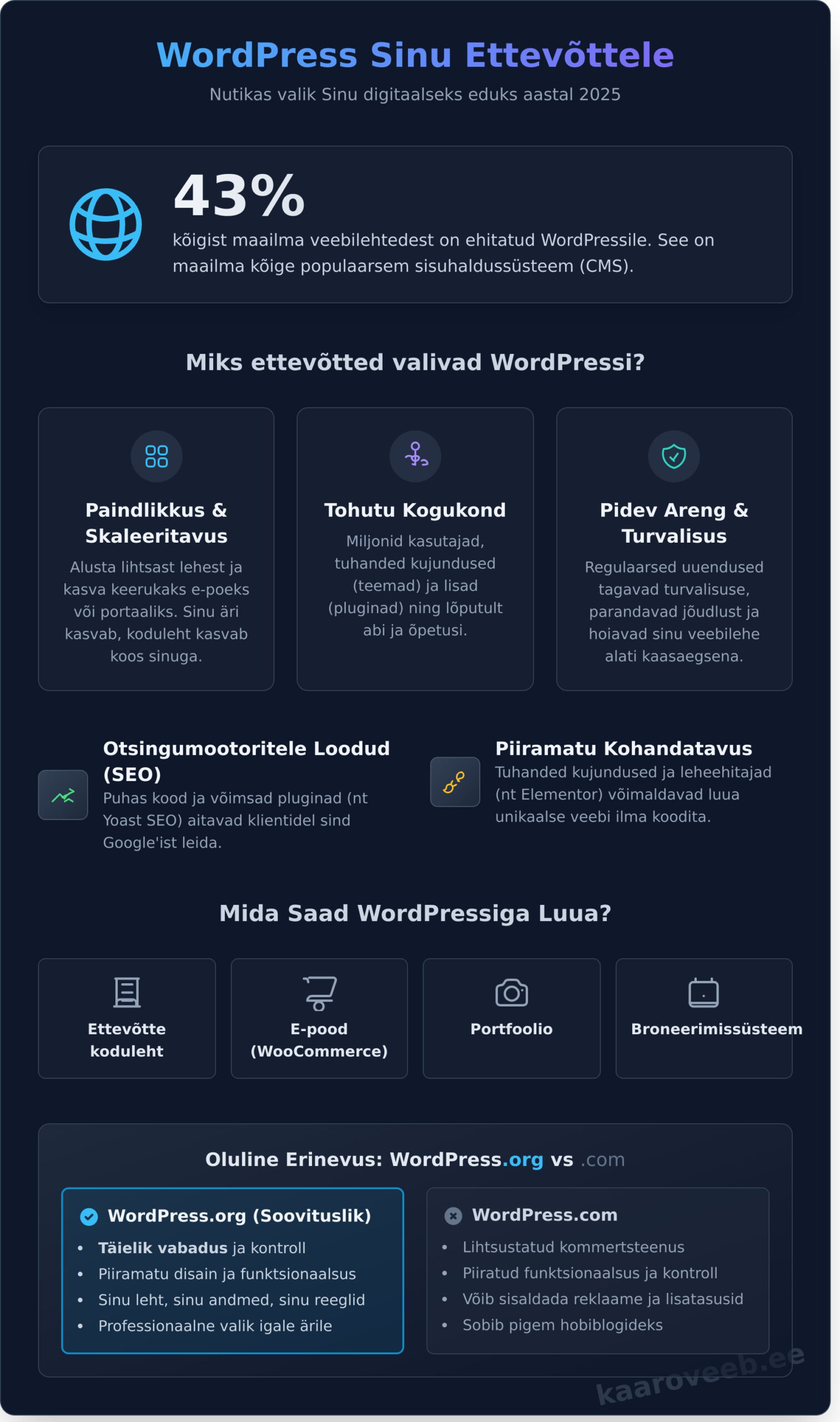 WordPressi koduleht: Põhjalik teejuht ettevõtjale 2025 - Infographic